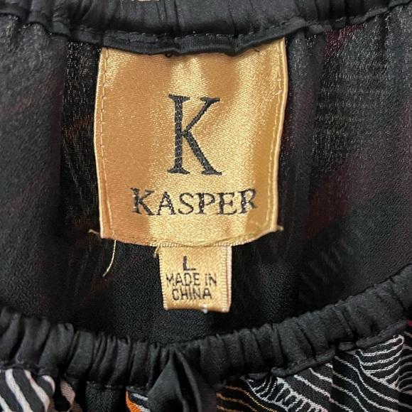 ⚪️ Kasper Geometric Black and Colored Patterned Dress Size Large 3/4 Sleeve - Picture 2 of 8